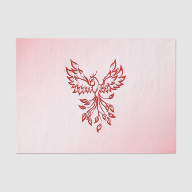 Flight of A Phoenix Red on Pink Tissue Paper (Front)