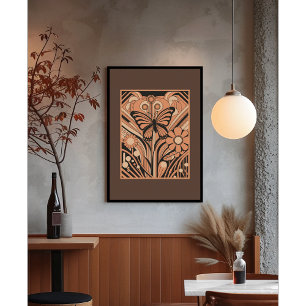 Flight of Elegance: An Art Nouveau Butterfly Poster