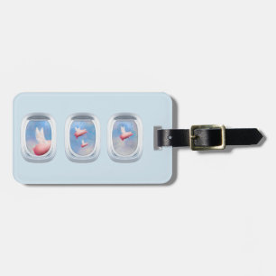 Flight of Fancy-Pigs Fly Past Airplane Window Luggage Tag