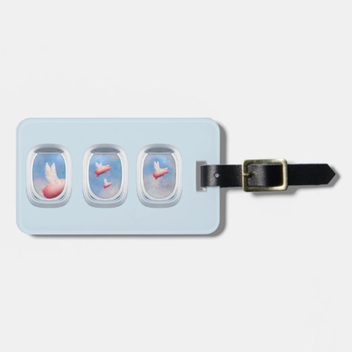 Flight of Fancy_Pigs Fly Past Airplane Window Luggage Tag