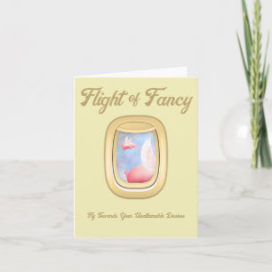 Flight of Fancy-Pigs Flying Past Airplane Window C Card