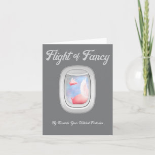 Flight of Fancy-Pigs Flying Past Airplane Window Card