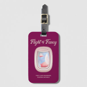 Flight of Fancy-Pigs Flying Past Airplane Window Luggage Tag