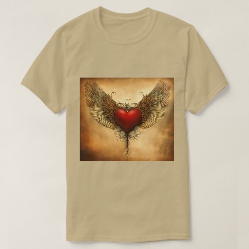Flight of Love Red Heart with Wings T_Shirt
