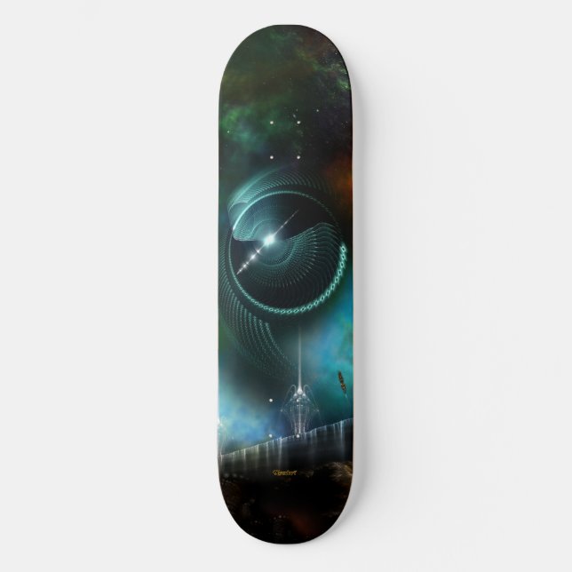 Flight Of The Corbius Fractal Art Skateboard Deck (Front)