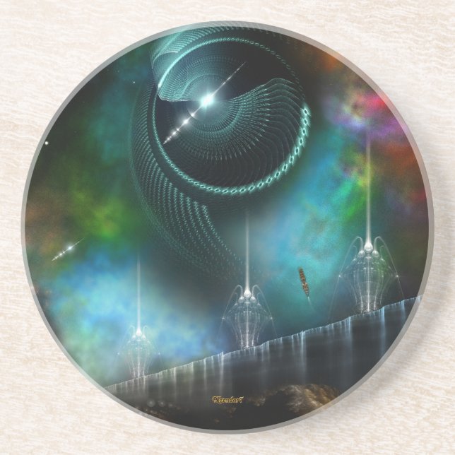 Flight Of The Corbius Fractal Sandstone Ornament Coaster (Front)