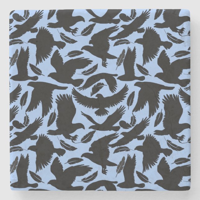 Flight of the Eagles black.w L Blue BG Stone Coaster (Front)