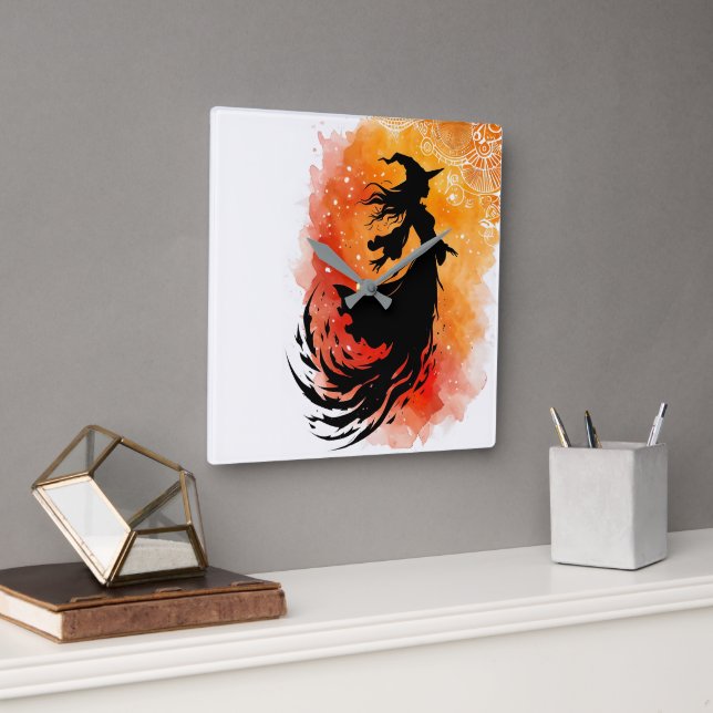 Flight Of The Ember Shadow-No Text Square Wall Clock (Office)