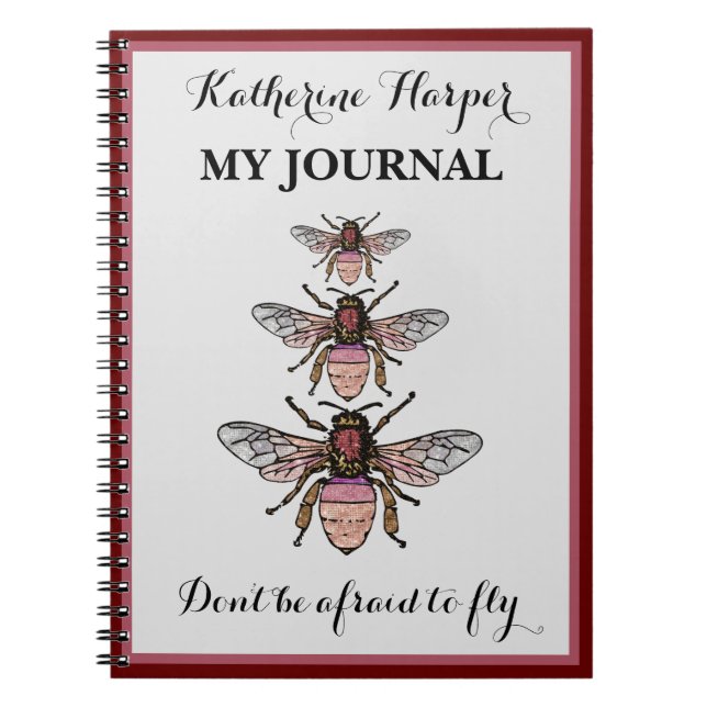 Flight of the glitter bees custom notebook (Front)