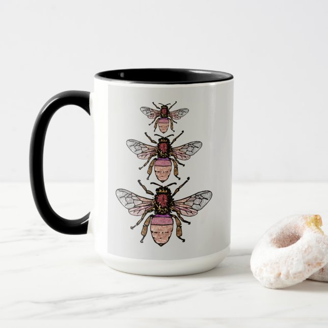 Flight of the glitter bees mug (With Donut)