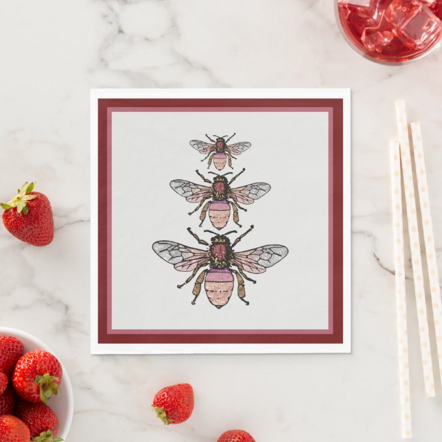 Flight of the glitter bees napkins (Insitu)