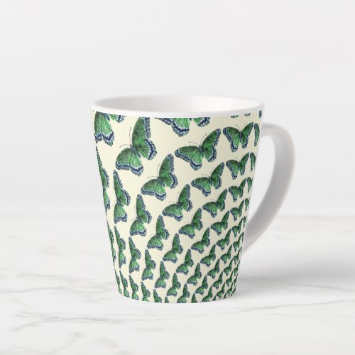 Flight of the Green Vintage Butterflies Pattern Latte Mug