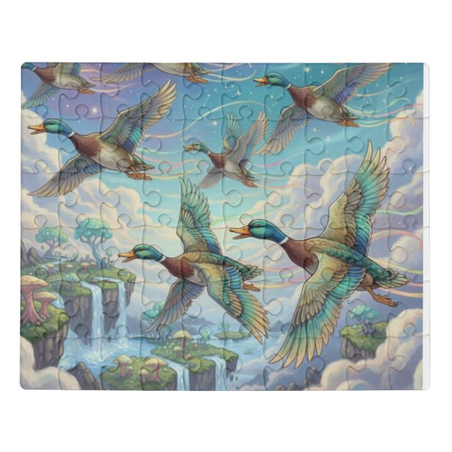 Flight of the Mallards Over Tranquil Waters Jigsaw Puzzle (Puzzle Horizontal)