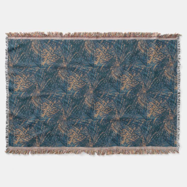 Flight of the peacock abstract pattern throw throw blanket (Front)