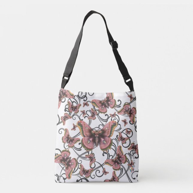 Flight of the Pink Butterfly Crossbody Bag (Mediu) (Back)