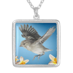 Flight Of Tiny Bird Silver Plated Necklace
