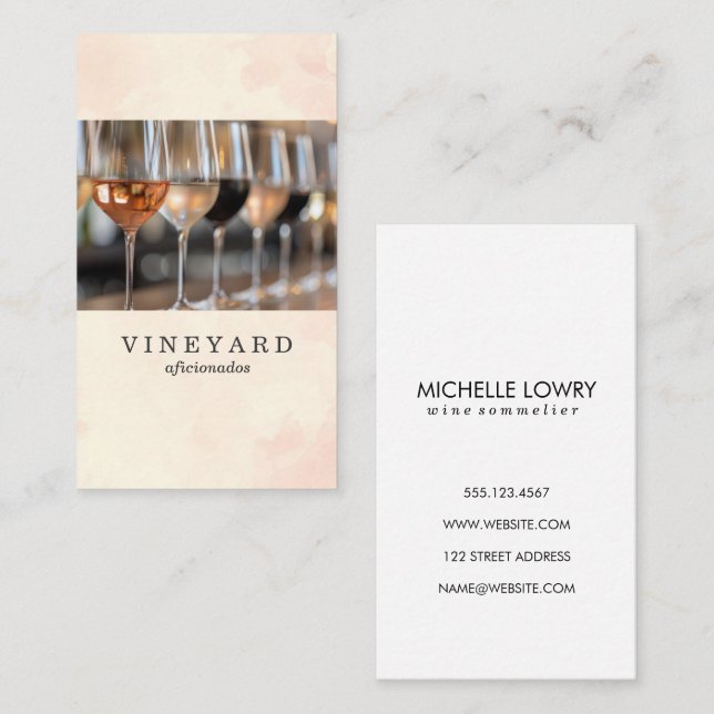 Flight of Varietal Wines in the Glass Business Card (Front/Back)