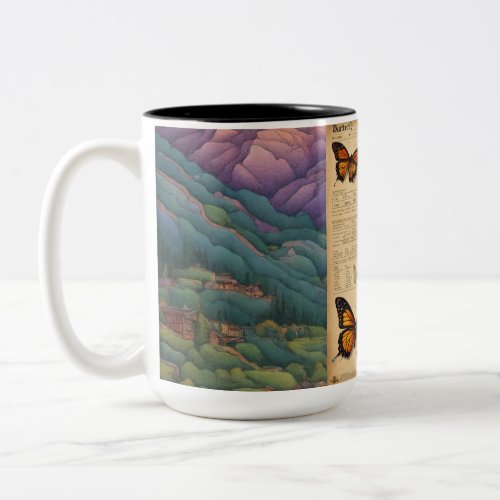 flight over mountain  a butterflys journey Two_Tone coffee mug