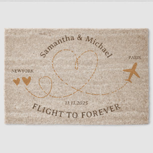 Flight Plane Travel New Wed House Wedding Fiber Doormat