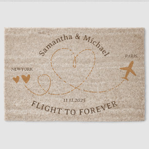 Flight Plane Travel New Wed House Wedding Fiber Doormat