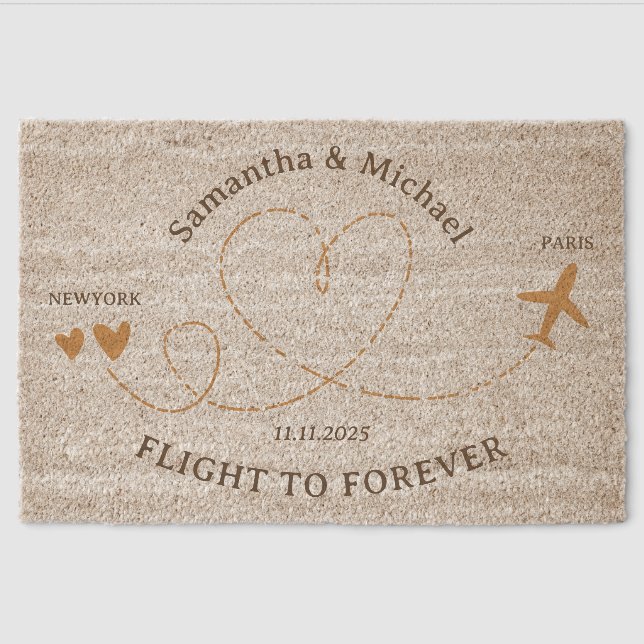 Flight Plane Travel New Wed House Wedding Fiber Doormat (Front)