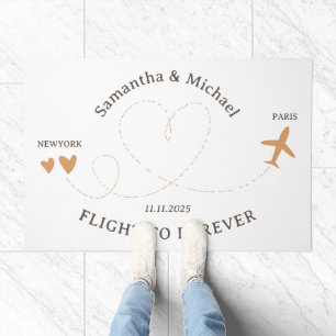 Flight Plane Travel Party Heart theme Wedding Doormat