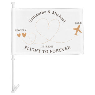 Flight Plane Travelling forever love Wedding Car Flag