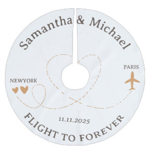 Flight Plane Travelling love Wedding christmas Brushed Polyester Tree Skirt