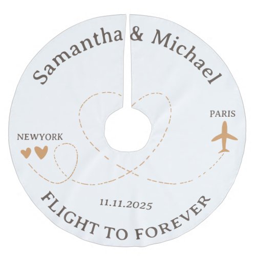 Flight Plane Travelling love Wedding christmas Brushed Polyester Tree Skirt