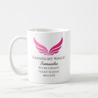 Flight School Graduation Pilot Pink Wings Aviation Coffee Mug