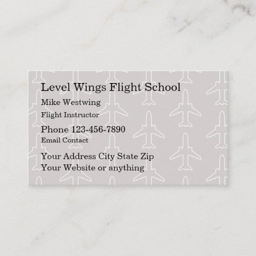 Flight School Instructor Modern Business Card