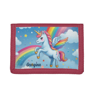 Flight to Rainbow Personalized Unicorn Trifold Wallet
