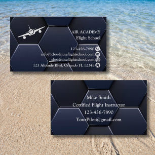 Flight Training Professional Modern Blue & White Business Card