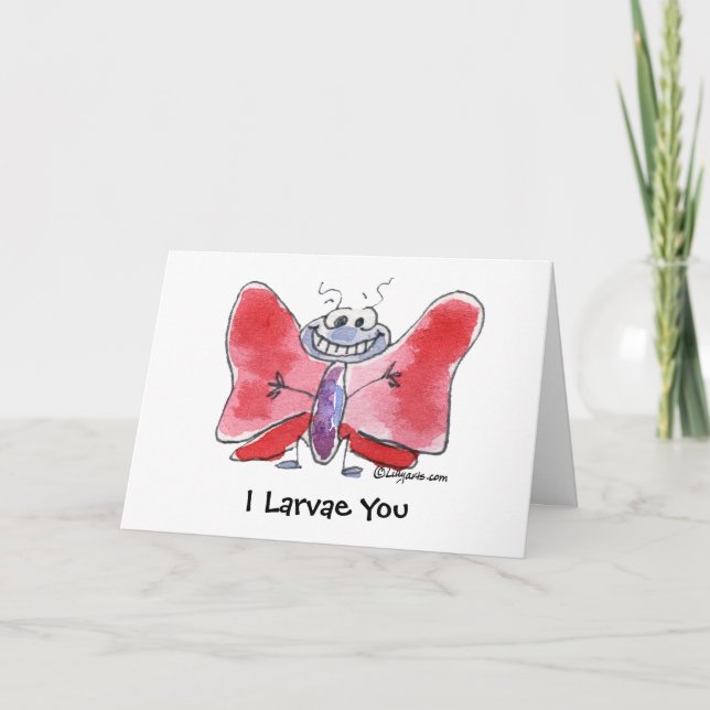 Flighthearted Wishes I Larvae You FoldedCard Thank You Card (Front)