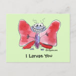 Flighthearted Wishes I Larvae You Postcard