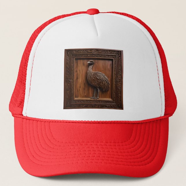Flightless Wonders: Australian Emu Wood Print, Trucker Hat (Front)