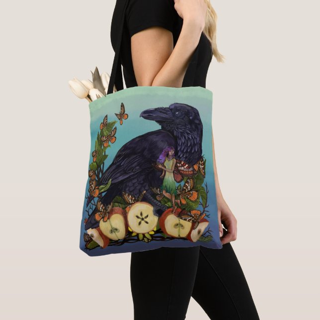 Flights of Fantasy Raven Faery Tote Bag (Close Up)
