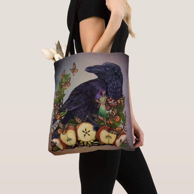 Flights of Fantasy Raven Faery Tote Bag (Close Up)