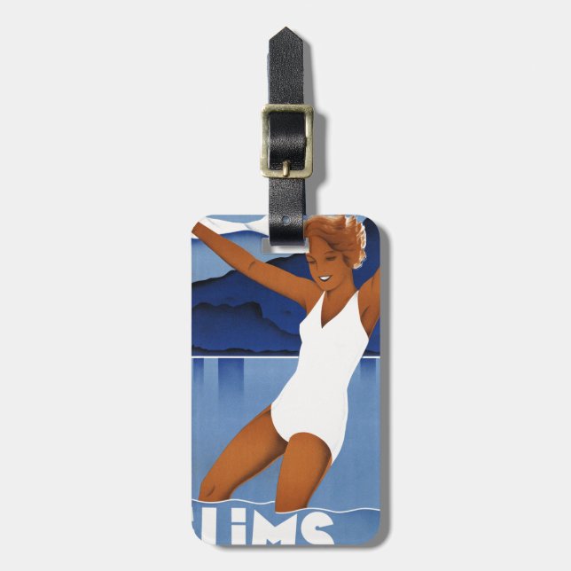 Flims Switzerland Vintage Travel Luggage Tag (Front Vertical)