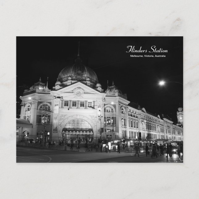 Flinders Station Melbourne Black & White  postcard (Front)