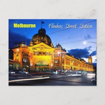 Flinders Street Station  Melbourne - At Dusk Postcard by HTMimages at Zazzle