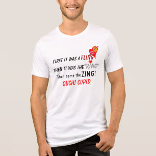 Fling Ring Zing Ouch Cupid Red Heart Humorous Tri-Blend Shirt
