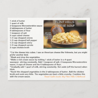 Flint Hills Cheese Soup Recipe Postcard