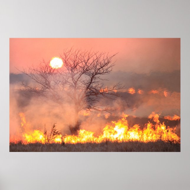 Flint Hills Kansas Prairie Burn Poster (Front)