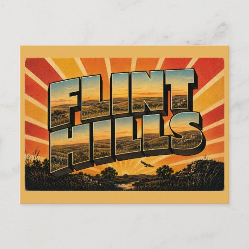 Flint Hills Kansas Tallgrass Prairie Limestone Art Postcard
