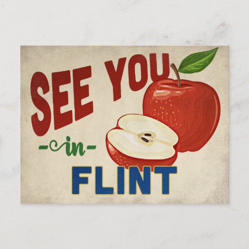 Flint Michigan Apple _ Vintage Travel Postcard