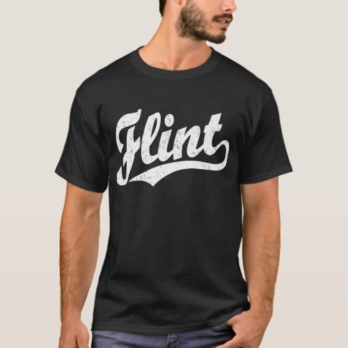 Flint script logo in white T_Shirt