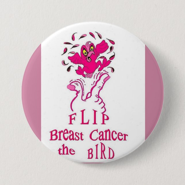 Flip Breast Cancer the Bird Button (Front)