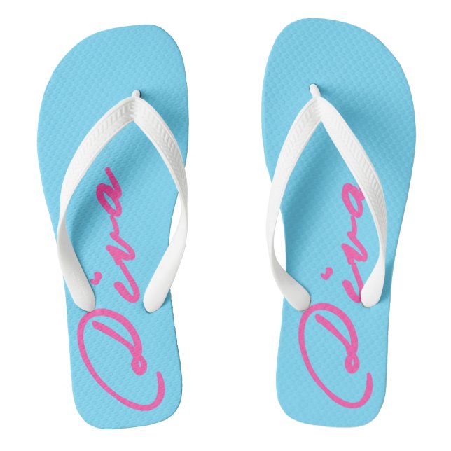 FLIP FLIPS with DIVAtude! (Pink Lettering) Flip Flops (Footbed)