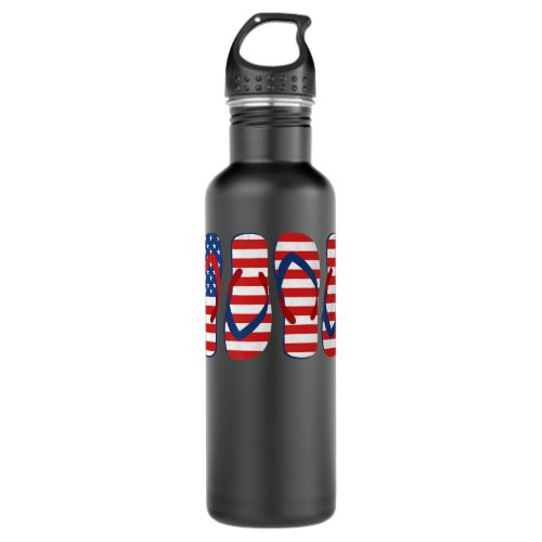 Flip Flop American Flag July 4 USA Independence Da Stainless Steel Water Bottle